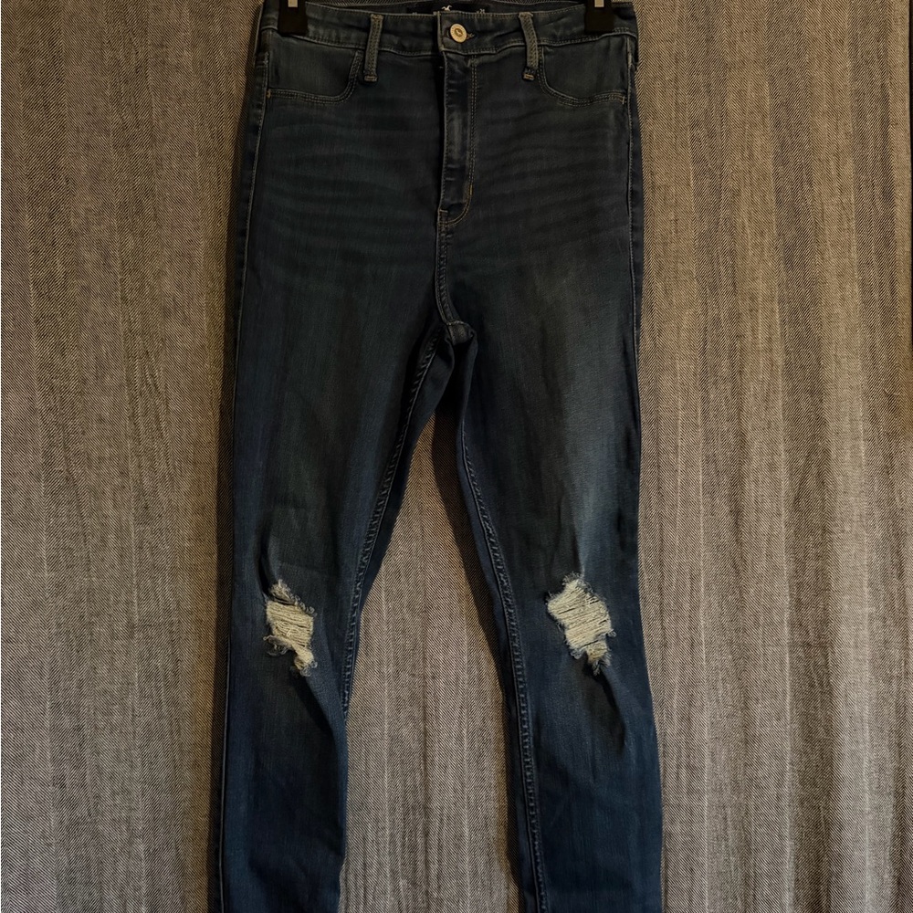 Hollister Dark Blue Distressed Skinny Jeans